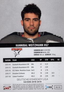 2018-19 Playercards (DEL) #DEL-161 Hannibal Weitzmann Back