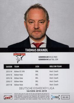 2018-19 Playercards (DEL) #DEL-185 Thomas Brandl Back