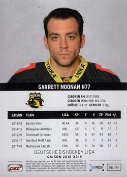 2018-19 Playercards (DEL) #DEL-194 Garrett Noonan Back