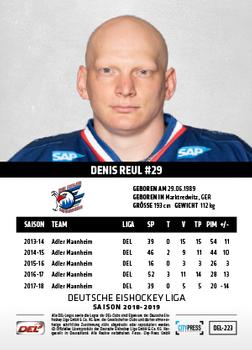 2018-19 Playercards (DEL) #DEL-223 Denis Reul Back