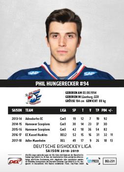 2018-19 Playercards (DEL) #DEL-231 Phil Hungerecker Back
