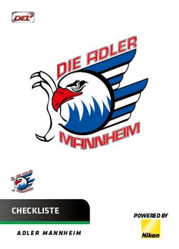 2018-19 Playercards (DEL) #DEL-243 Checkliste Adler Mannheim Front