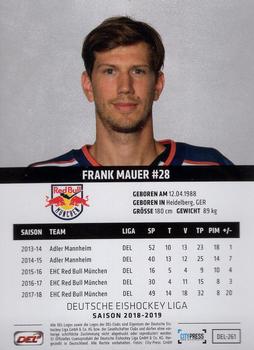 2018-19 Playercards (DEL) #DEL-261 Frank Mauer Back