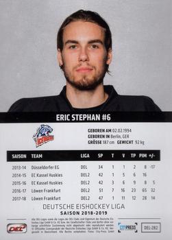 2018-19 Playercards (DEL) #DEL-282 Eric Stephan Back