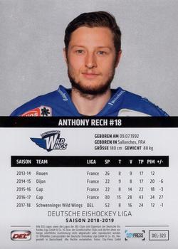 2018-19 Playercards (DEL) #DEL-323 Anthony Rech Back