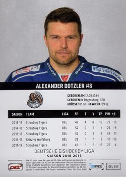 2018-19 Playercards (DEL) #DEL-333 Alexander Dotzler Back