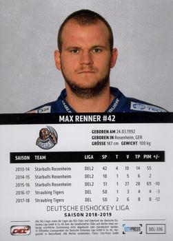 2018-19 Playercards (DEL) #DEL-336 Max Renner Back