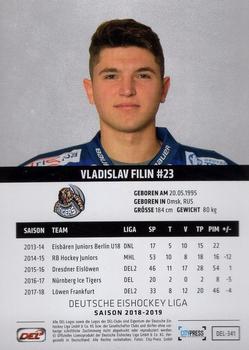 2018-19 Playercards (DEL) #DEL-341 Vladislav Filin Back