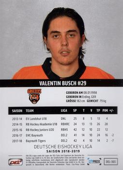 2018-19 Playercards (DEL) #DEL-365 Valentin Busch Back
