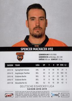 2018-19 Playercards (DEL) #DEL-375 Spencer Machacek Back