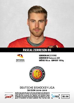 2018-19 Playercards (DEL) #DEL-384 Pascal Zerressen Back