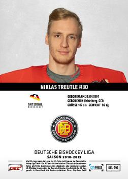 2018-19 Playercards (DEL) #DEL-393 Niklas Treutle Back