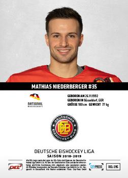 2018-19 Playercards (DEL) #DEL-395 Mathias Niederberger Back