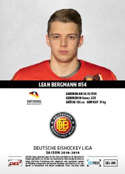 2018-19 Playercards (DEL) #DEL-399 Lean Bergmann Back