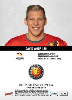 2018-19 Playercards (DEL) #DEL-405 David Wolf Back