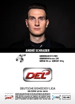 2018-19 Playercards (DEL) #DEL-449 Andre Schrader Back