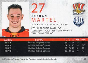 2018-19 Extreme Baie-Comeau Drakkar (QMJHL) #19 Jordan Martel Back