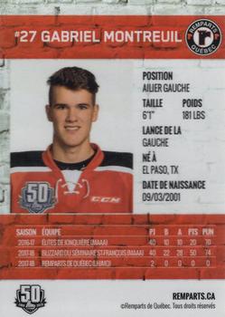 2018-19 Quebec Remparts (QMJHL) #16 Gabriel Montreuil Back