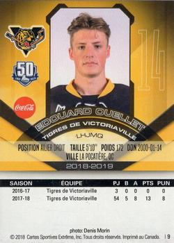 2018-19 Extreme Victoriaville Tigres (QMJHL) #9 Edouard Ouellet Back