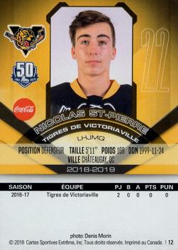 2018-19 Extreme Victoriaville Tigres (QMJHL) #12 Nicolas St. Pierre Back