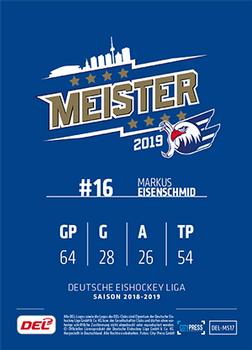 2018-19 Playercards Meister 2019 (DEL) #DEL-MS17 Markus Eisenschmid Back