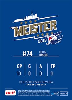 2018-19 Playercards Meister 2019 (DEL) #DEL-MS26 Louis Brune Back