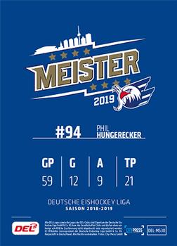 2018-19 Playercards Meister 2019 (DEL) #DEL-MS30 Phil Hungerecker Back