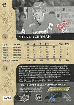 2018-19 Upper Deck Engrained - Autograph Premium Memorabilia #45 Steve Yzerman Back