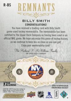 2018-19 Upper Deck Engrained - Remnants #R-BS Billy Smith Back
