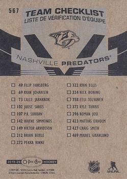 2019-20 O-Pee-Chee #567 Nashville Predators Back