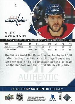 2018-19 SP Authentic - Limited Red #1 Alex Ovechkin Back