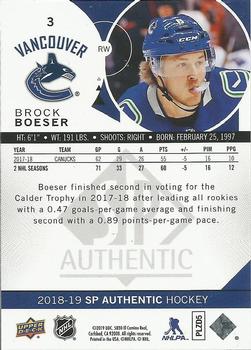 2018-19 SP Authentic - Limited Red #3 Brock Boeser Back