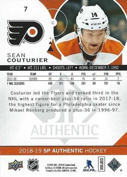 2018-19 SP Authentic - Limited Red #7 Sean Couturier Back