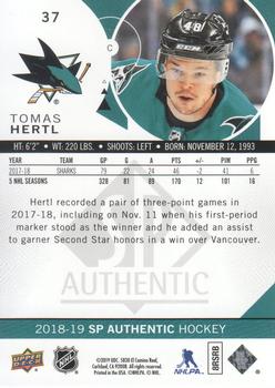 2018-19 SP Authentic - Limited Red #37 Tomas Hertl Back