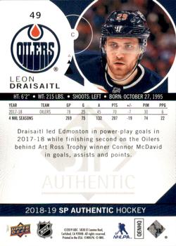 2018-19 SP Authentic - Limited Red #49 Leon Draisaitl Back