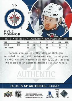 2018-19 SP Authentic - Limited Red #56 Kyle Connor Back