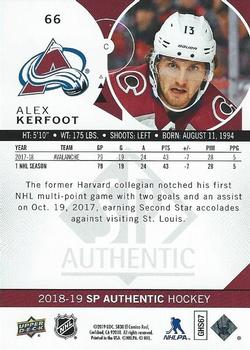 2018-19 SP Authentic - Limited Red #66 Alex Kerfoot Back
