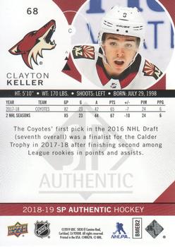 2018-19 SP Authentic - Limited Red #68 Clayton Keller Back