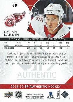 2018-19 SP Authentic - Limited Red #69 Dylan Larkin Back