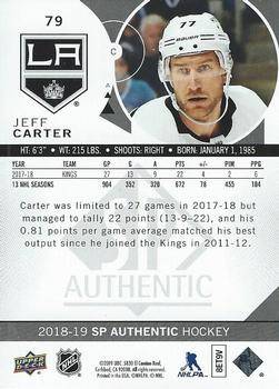 2018-19 SP Authentic - Limited Red #79 Jeff Carter Back