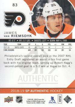2018-19 SP Authentic - Limited Red #83 James van Riemsdyk Back