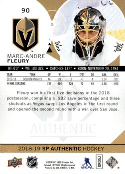 2018-19 SP Authentic - Limited Red #90 Marc-Andre Fleury Back