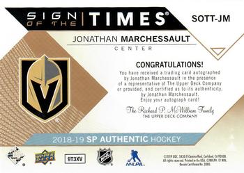 2018-19 SP Authentic - Sign of the Times #SOTT-JM Jonathan Marchessault Back