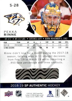 2018-19 SP Authentic - Spectrum FX #S-28 Pekka Rinne Back