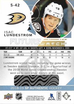 2018-19 SP Authentic - Spectrum FX #S-42 Isac Lundestrom Back