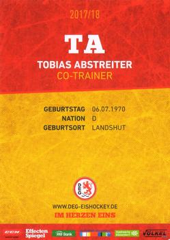 2017-18 Dusseldorfer EG Postcards #NNO Tobias Abstreiter Back