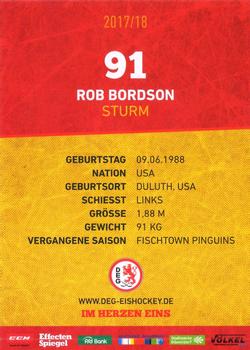 2017-18 Dusseldorfer EG Postcards #NNO Rob Bordson Back