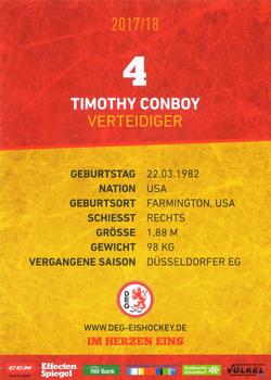 2017-18 Dusseldorfer EG Postcards #NNO Tim Conboy Back