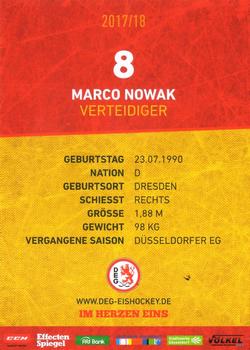 2017-18 Dusseldorfer EG Postcards #NNO Marco Nowak Back