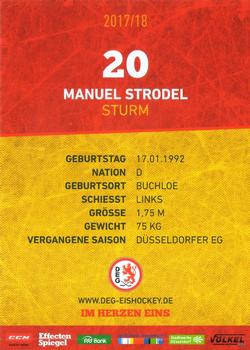 2017-18 Dusseldorfer EG Postcards #NNO Manuel Strodel Back